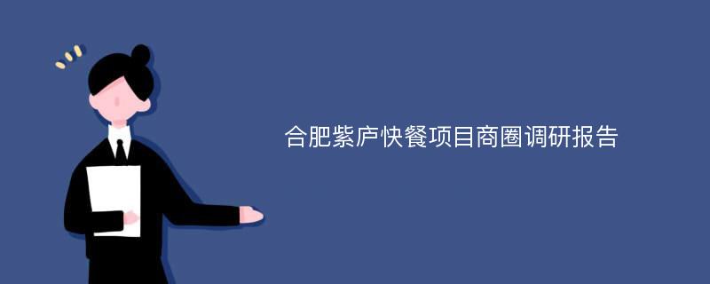合肥紫庐快餐项目商圈调研报告