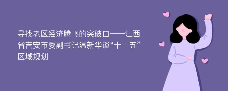 寻找老区经济腾飞的突破口——江西省吉安市委副书记温新华谈“十一五”区域规划