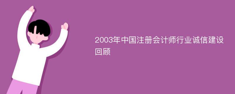 2003年中国注册会计师行业诚信建设回顾