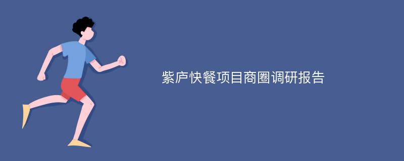 紫庐快餐项目商圈调研报告